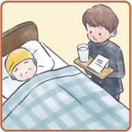 がん・難病のほか慢性的な病気の家族の看病をしている。イラスト8