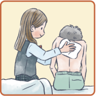 障がいや病気のある家族の身の回りの世話をしている。イラスト9