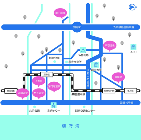 温泉施設のマップイラスト