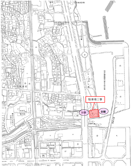 上人ヶ浜公園駐車場整備工事（南側）施工箇所図