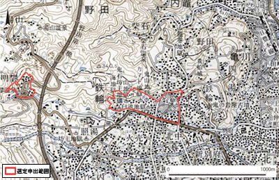 重要文化的景観選定範囲を示した地図