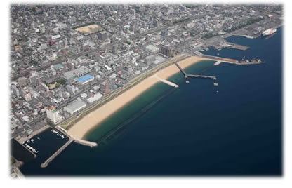 餅ケ浜エリアを空から撮影した写真